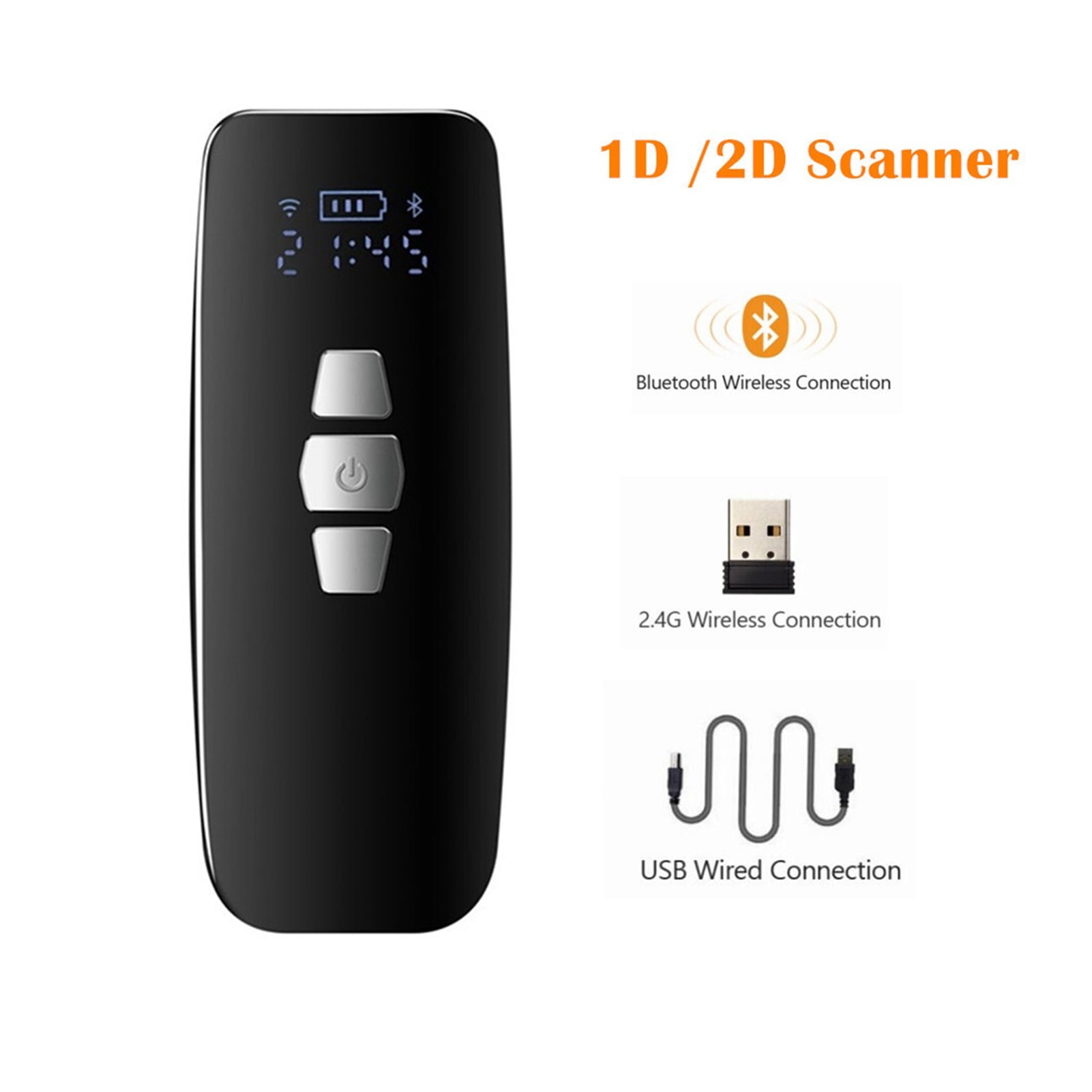 Mini Barcode Scanner USB Wired/Bluetooth/ 2.4G Wireless 1D 2D QR PDF417 Bar Code For Tablets PC ,Easy to Operate