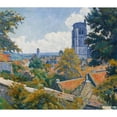 thumbnail image 2 of Emile Bernard 14x12 Black Ornate Wood Framed Double Matted Museum Art Print Titled: View of Tonnerre with Notre Dame Church (1904), 2 of 5