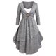 thumbnail image 1 of Vestido Midi de Talla Grande con Anillo de Space Dye Rosegal  Vestidos casuales de talla grande, 1 of 5
