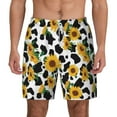 thumbnail image 3 of Uemuo Cute Cow Print Sunflower A Pattern Mens Swim Trunks Quick Dry Board Shorts with Mesh Lining, Stretch Beach Shorts Quick Dry No-Chafing Board Shorts-Small, 3 of 9