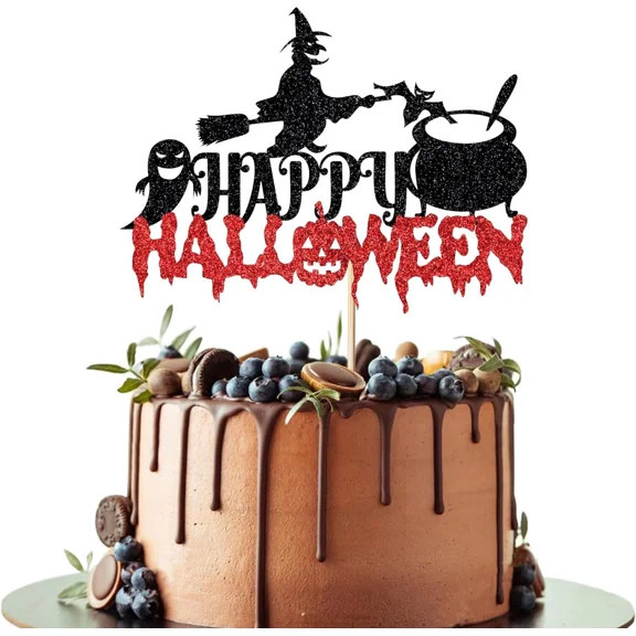 Halloween Cake Topper - Witch Themed Cake Decorations For Boys & Girls Birthdays