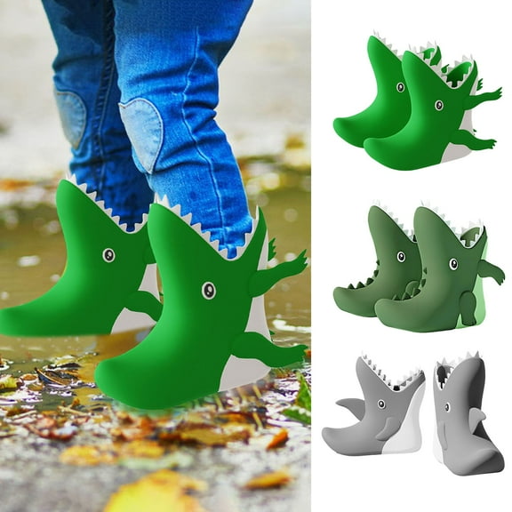 tasrioml 1 Pair Kids Rain Boots Shark Dinosaur Shape Rain Shoes Waterproof Toddler Footwear Anti-Slip Outsole Boots for Boys Girls Hiking Camping