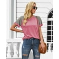 thumbnail image 2 of Rosvigor Plus Size T Shirts for Women Color Block Tops Loose Tee Short Sleeve Blouses, 2 of 6