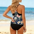 thumbnail image 4 of Black One Piece Swimsuits for Women Women's Printed Pullover Top And Briefs Bikini Loose Drawstring Split Bikinis Set Pink L, 4 of 5