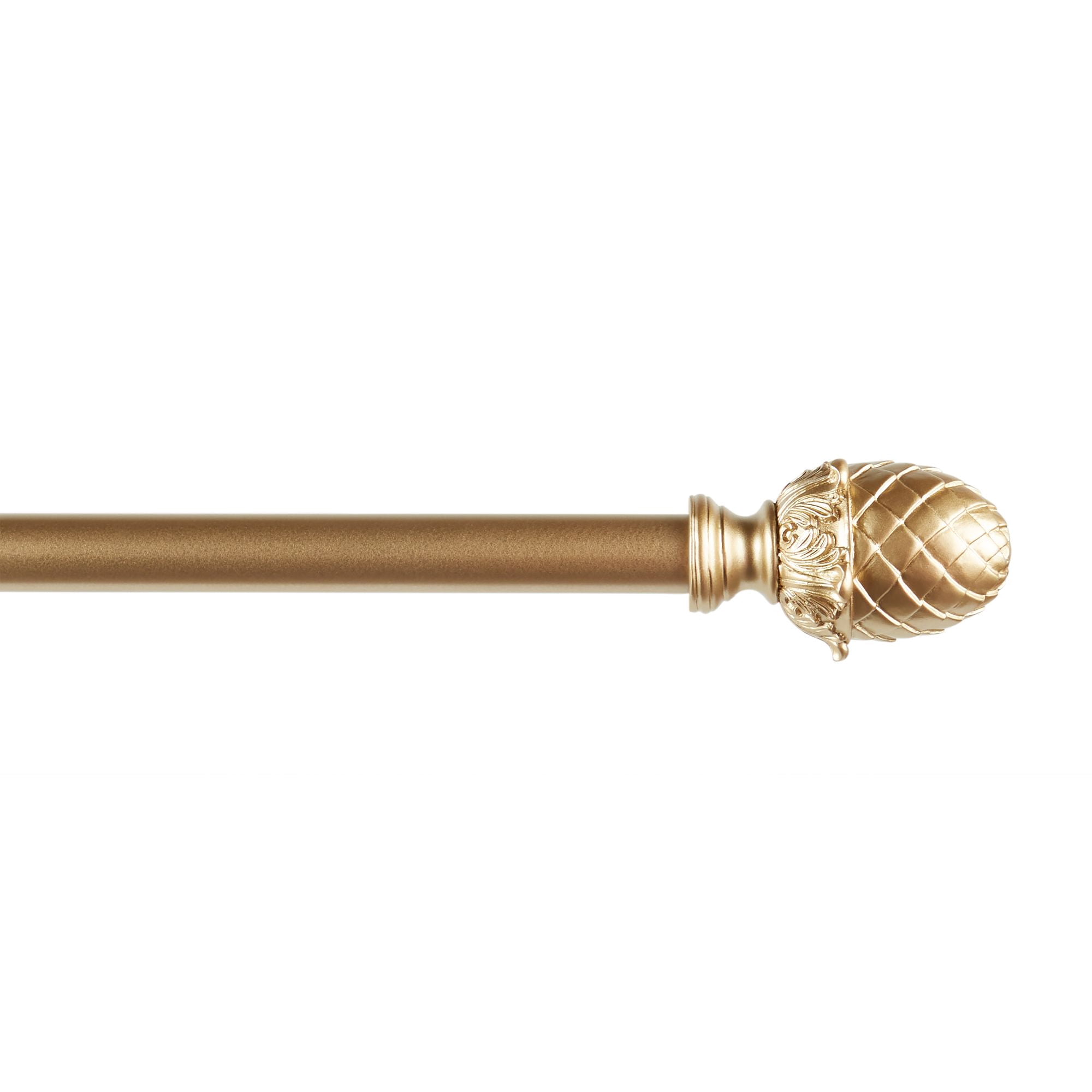 Exclusive Home Acorn 1" Curtain Rod and Coordinating Finial Set, Gold, Adjustable 66"-120"