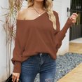 thumbnail image 2 of UAMVSH Women's Casual V Neck Sweaters Long Lantern Sleeve Pullover Sweater Fall Knit Tops, 2 of 5