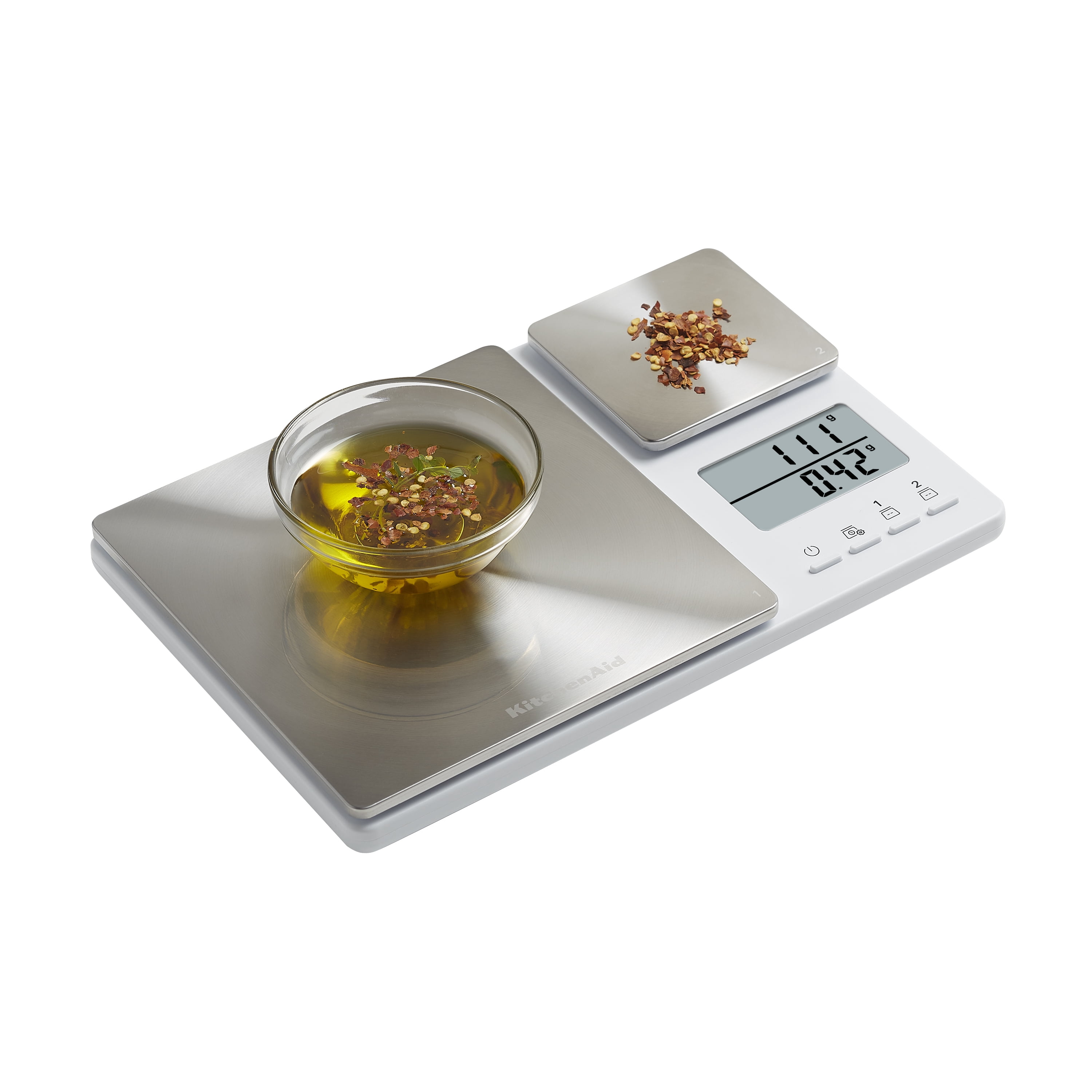 KitchenAid Dual Platform Digital Kitchen Scale, 11 lb and 16oz Capacity, White, KQ909