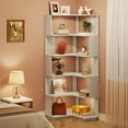 thumbnail image 4 of Tribesigns 64.9-Inch Tall Corner Bookshelf, 6 Tier Industrial L Shaped Bookcase with Anti-Drop Panel for Home, Lving Room, Sliver Gray, 4 of 8