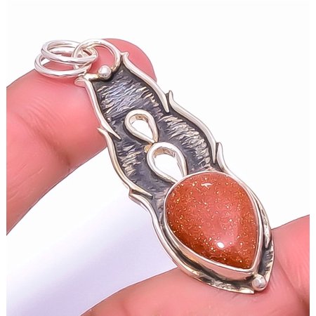 Golden Sunstone Handmade 925 Sterling Silver Pendant 2.34" F91, Christmas Gift, Gemstone Silver Jewelry, Golden Sunstone Pendant, New Year Sale