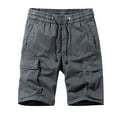 thumbnail image 2 of Shorts Men Stretch Waist Casual Cargo Shorts Summer 4 Pocket Beach Work Grey 31, 2 of 4