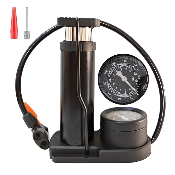 Schanno Bike Pump, Ball Pump with 160 PSI High Pressure Gauge, Mini Portable Bicycle Floor Pump with Schrader and Presta Valve for Bike Tires, Balloons, Black