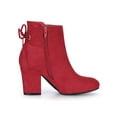 thumbnail image 3 of BLISSFUL STEP Women's Ankle Boots Block Heel Zipper Lace Up Boots Red 9, 3 of 7