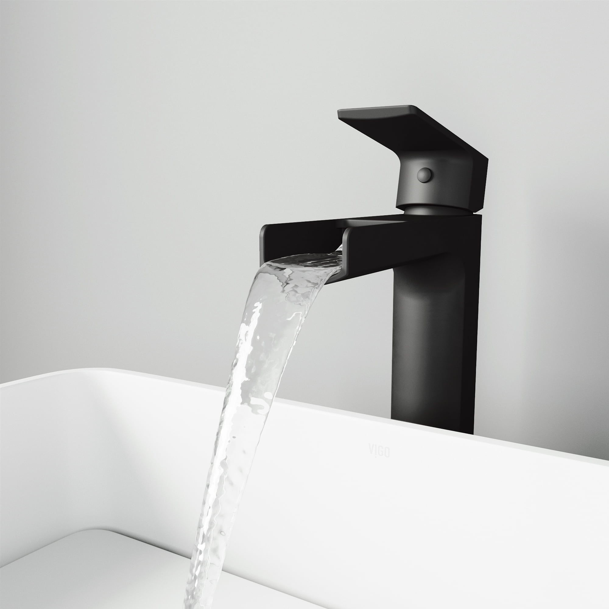 VIGO Amada Single Handle Single-Hole Bathroom Vessel Faucet in Matte Black