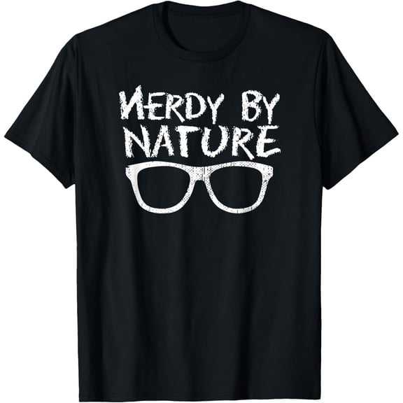 Cool Nerd Nerdy By Nature T-Shirt - Geek Glasses Tee T-Shirt