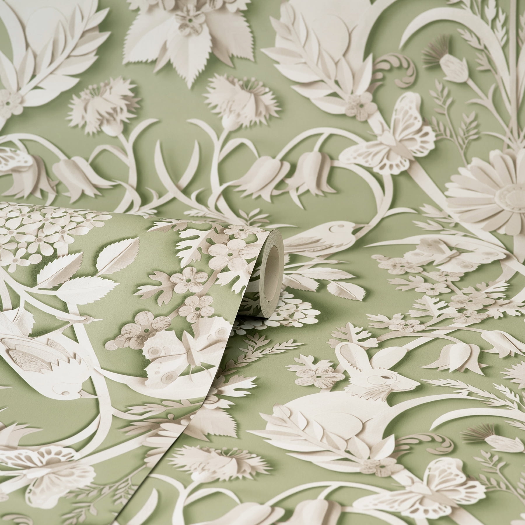 Fine Décor Fae Sage Woodland Wallpaper, 20.5-in by 33-ft, 56.38 sq. ft