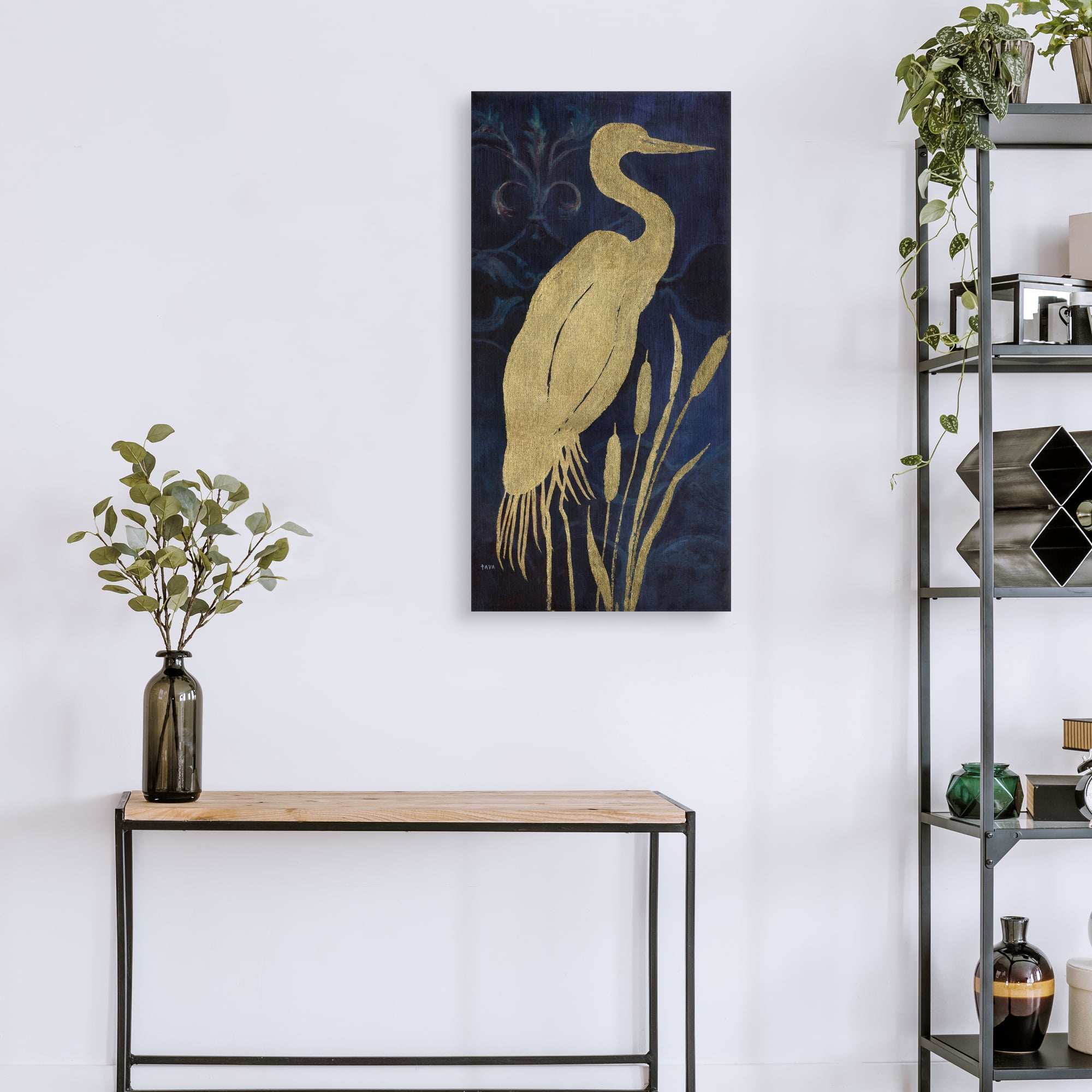 Egret on Indigo I by Janet Tava Canvas Art Print