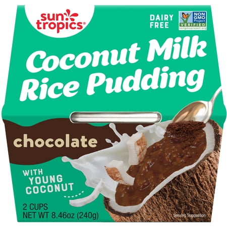 Sun Tropics Coconut Milk Rice Pudding, Chocolate 4.23 oz Cups (12 cups)