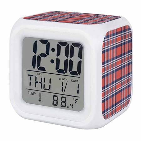 Orange Blue Digital Alarm Clock for Bedrooms, Smart LED Alarm Clock with 7 Color Changing Night