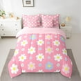 thumbnail image 2 of Feelyou Vibrant Flower Bedding Comforter Set 7pcs for Kids, Kawaii Cherry Blossoms Queen Bedding Sets, Cartoon Groovy Floral Reversible Queen Sheet Sets, Breathable Home Decor, 2 of 7