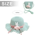 thumbnail image 2 of 56-58cm hat circumference women's summer outdoor sunshade sunscreen hat breathable straw hat beach hat and straw bag set - Mint green, 2 of 5