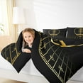 thumbnail image 4 of Homewish Boho Theme Full Size Comforter Sets,Retro Bohemain Print Bedding Comforter Set,Black Gold Bedding Sets For Adults,Breathable Home Decor Reversible,3 Pieces, 4 of 8