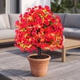 thumbnail image 4 of Dtchengua 2 Pack Artificial Topiary Ball Trees With Light for Outdoor, UV Resistant Fake Plants Shrubs Bushes,Realistic Faux Flowers Greenery Spring Deko for Front Porch,Garden,Yard,Patio(Hot Pink), 4 of 6