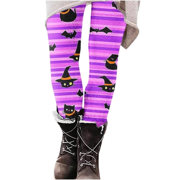 Halloween Costumes for Women, YABCSAZ Women's Printed Leggings Yoga Pants Elastic Waist Casual Pants Stretchy Breathable High Waist Athletic Leggings for Workout Daily