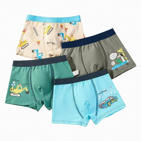 NIEWTR Toddler Boys Underwear Boxer Briefs Softest Breathable Boxer Briefs with Cute Animal Patterns(A01-Dark Green,12-14 Years)