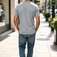 thumbnail image 6 of Men's Big and Tall Shirts Cotton V Neck Plus Size Short Sleeve Soft Casual 2026 Summer Tee Light Gray XL, 6 of 7