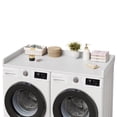 thumbnail image 1 of 54 Inch Washer Dryer Countertop with 2 Tier Shelf and 2 Drawers, Wooden Laundry Folding Station with Non Slip Pad and Guard Rails, Washer Dryer Topper for Laundry Room Organization, Reddish Brown Grey, 1 of 8