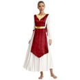 thumbnail image 3 of TSSOE 3pcs Women Liturgical Worship Dance Overlay Dress + Leotard +pants Set Church Choir Performance Burgundy M, 3 of 6