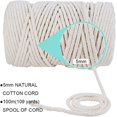 thumbnail image 2 of 1roll Macrame Cotton Cord Twisted Cotton Rope for Wall Hanging Plant Hangers Crafts and Wedding Decorations Creamy White 5mm about 100m/roll, 2 of 7