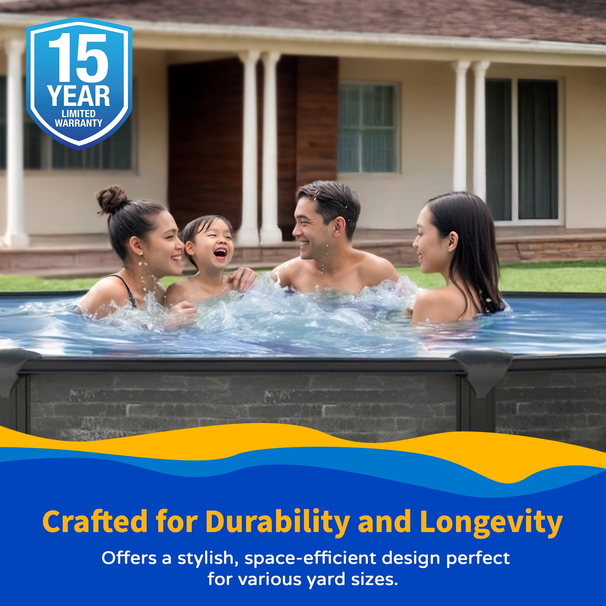 Blue Wave Marbella 18-ft Round 52-In Deep Above Ground Swimming Pool 6in Top Rail Metal Wall Swimming Pool Package