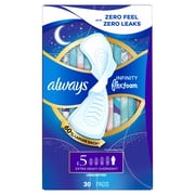 Always Infinity Feminine Pads, Size 5, Extra Heavy Overnight, Wings, Unscented, 30 Count