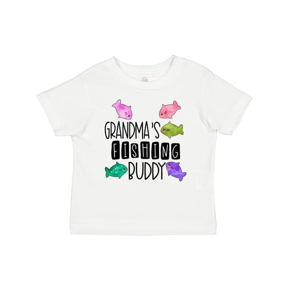 Inktastic Grandma's Fishing Buddy with Colorful Fish Boys or Girls Baby T-Shirt