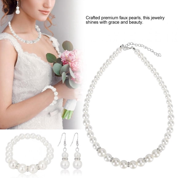 Conjunto de joyería nupcial Bling Bling Collar de perlas de imitación para boda