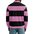 thumbnail image 5 of Men's Casual Long Sleeve Color Block Button Down Collar Loose Fit Top for Spring Fall Urban Style,Pink,XL, 5 of 5