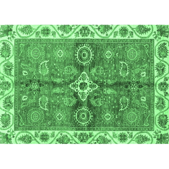 Ahgly Company Indoor Rectangle Oriental Emerald Green Traditional Area Rugs, 3' x 5'