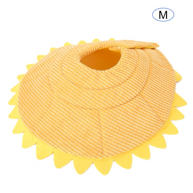 Collar suave para mascotas para perros, gatos y cachorros (M), cierre de velcro, cono de peluche de girasol cómodo