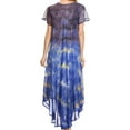 thumbnail image 2 of Sakkas Kaylaye Long Tie Dye Ombre Embroidered Cap Sleeve Caftan Dress / Cover Up - Violet - One Size Regular, 2 of 5