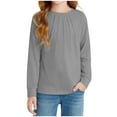 thumbnail image 2 of Girls Long Sleeve Shirts Casual Crewneck Blouses Tops Cotton Girls Shirts with Lace Sleeve Tunics 5-14 Years, 2 of 6