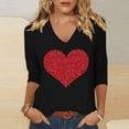 thumbnail image 2 of Women's Tops, Tees & Blouses 3/4 Sleeve Soft Blend Hearts Blouses Graphic Print T Shirt, 2 of 4