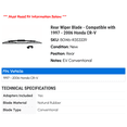 thumbnail image 2 of Rear Wiper Blade - Compatible with 1997 - 2006 Honda CR-V 1998 1999 2000 2001 2002 2003 2004 2005, 2 of 2