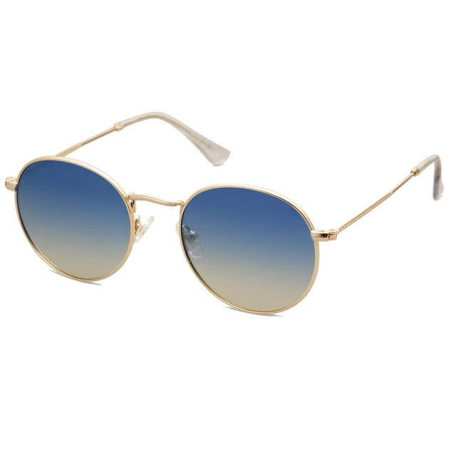 Gafas de sol SOJOS, pequeñas, redondas, polarizadas, UV400 SJ1014, dorado/azul/marrón