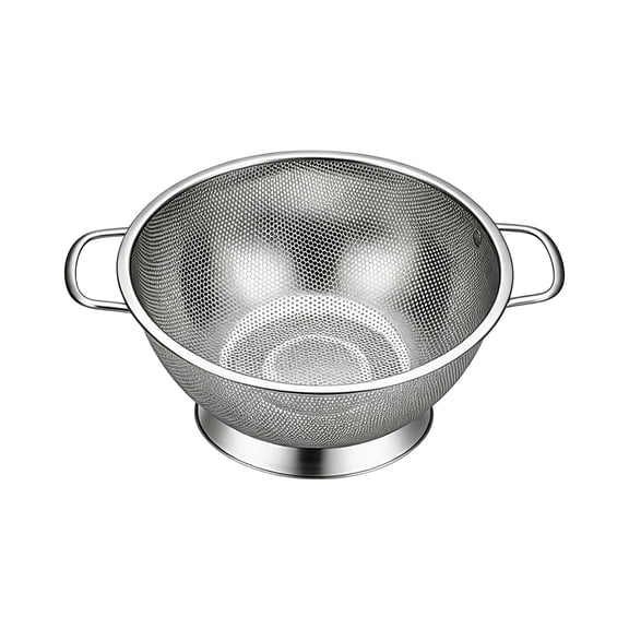 Stainless Steel Colander with Base Solid Build,Round Bowl with Square Handles for Draining and Vegetable Washing,Rust-Resistant for Kitchen Sink and Countertop 9 x 5 Inch