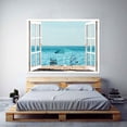 thumbnail image 2 of IDEA4WALL Wall Murals Fake White Window with Beach Chairs and Teal Sea Removable Wallpaper Peel and Stick Wall Stickers - 24x32 inches, 2 of 4