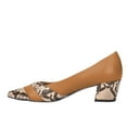 thumbnail image 2 of YDN Women Chic Snakeskin Patchwork Pumps Block Chunky Low Heels Pointy Close Toe Slip On Business Fashion Sexy Shoes Size 7 Tawny, 2 of 4