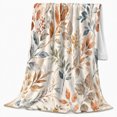 thumbnail image 2 of Watercolor Autumn Leaves Pumpkins Mantel Scene, Peaceful Pet Portrait Pattern, Warm Flannel Blanket for Living Room and Reading Nook, Cat Lovers Thanksgiving Gift, Pet Lover Home Decor, 2 of 9