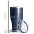 thumbnail image 2 of 30oz Blue and White Modern Art Geometric Tumblers Stainless Steel Tumbler with Lid and Straw,Vacuum Insulated Double Wall Travel Tumbler Cups Mug with Cleaning Brush for Coffee,Tea, 2 of 7
