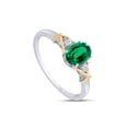 thumbnail image 3 of 2 Tone 14K Yellow Gold Plated 925 Sterling Silver Oval Shape Green Nano Emerald and Round Shape Lab Grown Diamond Women Ring (0.85 Cttw) Ring Size - 8, 3 of 5